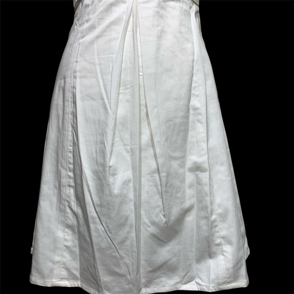 French Connection Dress Womens 0 White V-Neck Pleated Fit and Flare Mini Sleevel - Picture 8 of 10